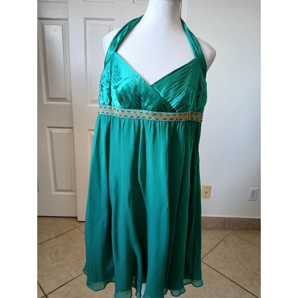 Adrianna Papell Boutique Dress 14 Elegant Halter  Beaded Evening Coctail Party